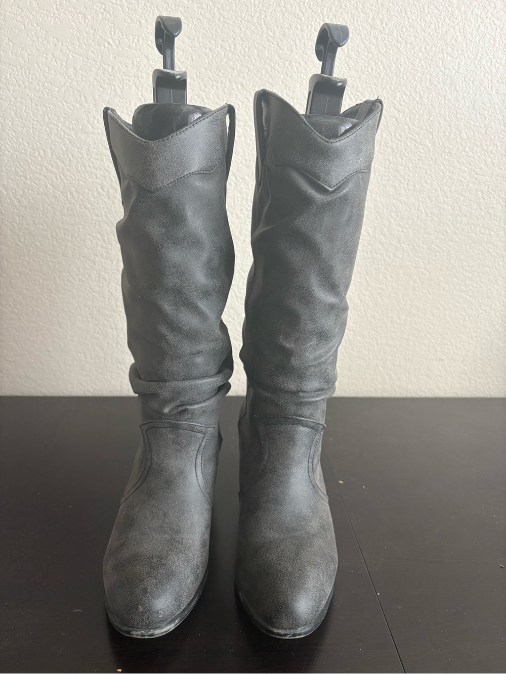 Stuart Weitzman Grey Slouchy Knee-High Heeled Boots
